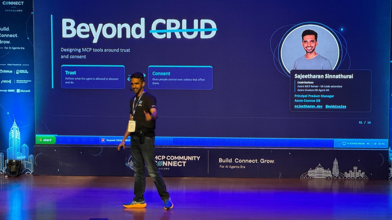 Presenting Beyond CRUD at MCP Community Connect in Bengaluru