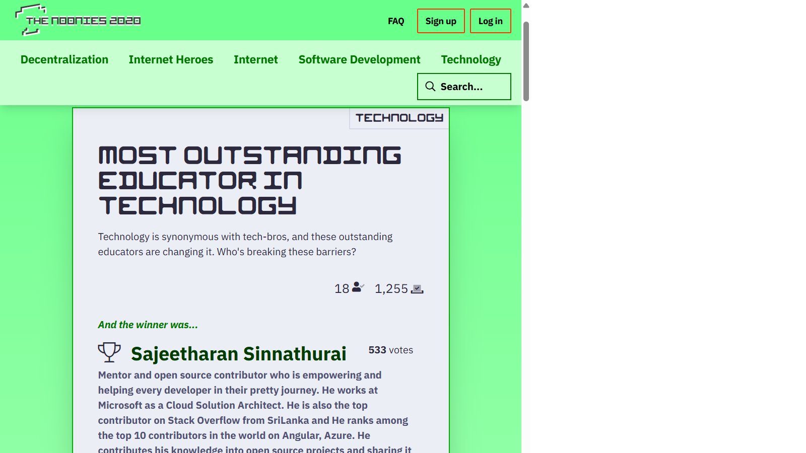 Most Outstanding Educator in Technology